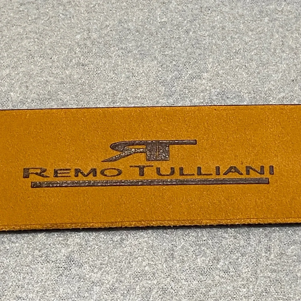 Remo Tulliani Black Italian Calfskin Basketweave Leather Belt Mens Size 36